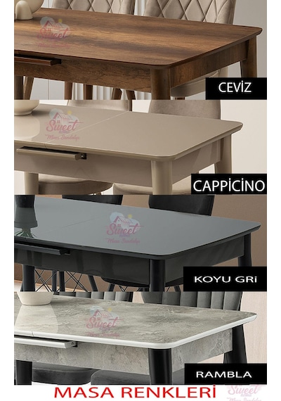 Mini 60 X 100 Milano Mdf Ortadan Açılır Masa 4 Adet Ece Sandalye