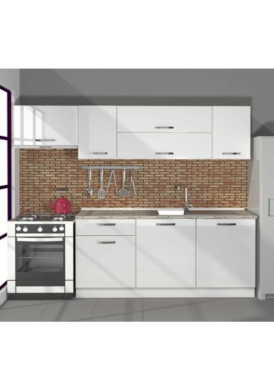 Decoraktiv Ekol 240 Mdf Hazır Mutfak Dolabı - Tezgah Dahil - Parlak Beyaz