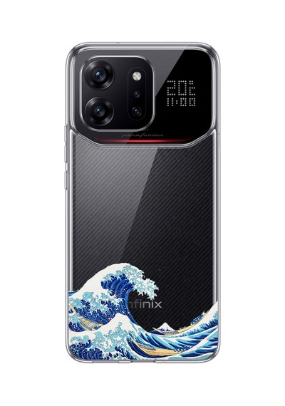 Infinix Note 60 Ultra Uyumlu Kanagawa Oki Nami Ura Dalgası Tasarımlı Baskılı Silikon Kılıf Renkli