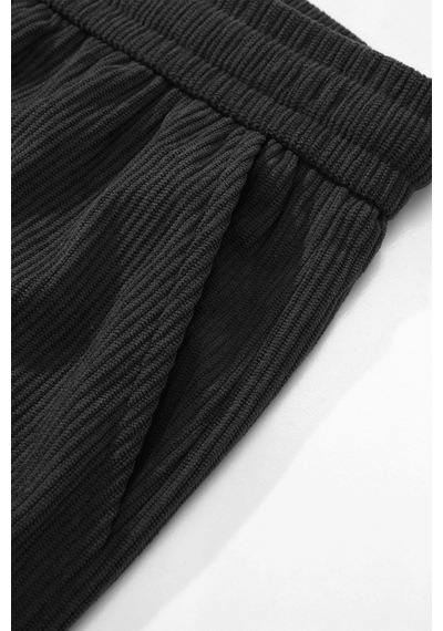 Genius Store Genıus Erkek Pantolon Fitilli Kadife Bol Paça Oversize Pantolon Siyah