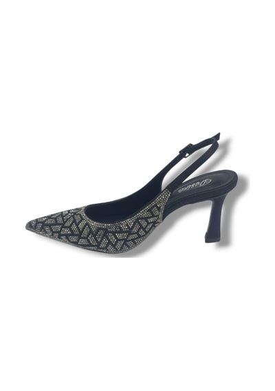 Desire 5011-26 Taşlı Mozaik Desenli İnce Topuk Kadın Stiletto 8,5cm Siyah