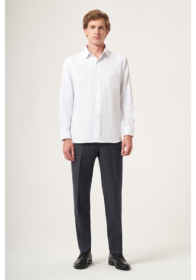 İmza Beyaz Sert Yaka Oxford Comfort Fit Pamuklu Gömlek 1004265285