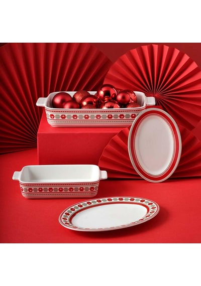 Lexroo Hollie Yılbaşı Büyük Boy Fırın Tepsisi 5x19x5,5 Cm Çok Renkli