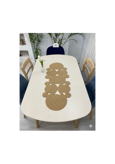 Jüt, Hasır,sarmal Model, Dekoratif Masa Örtüsü, Runner 40x110 Cm, Sehpa Örtüsü, Bohem Tarzı Hasır Hasır