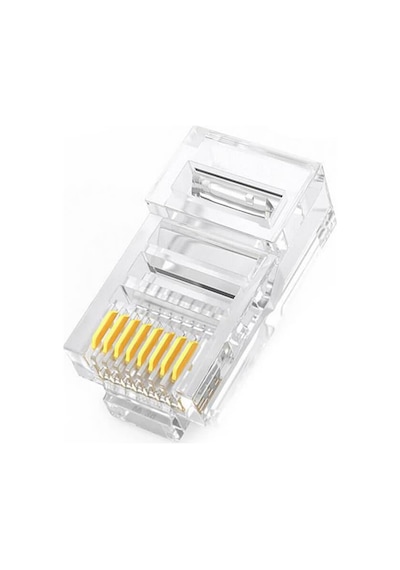 Koodmax - 3u Gold Plated Cat5e Rj45 Konnektörü 8p8c Ethernet Kablo Ucu Konnektör Jack Uç - 100 Adet