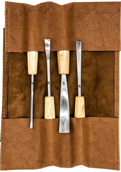 Rox Wood 0127 Deri Çantalı Premium Iskarpela Seti 4 Parça