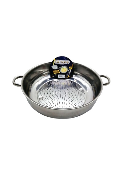 No-3 - 30cm Basık Süzek Metal Süzgeç 5047 Ahşap - Gümüş