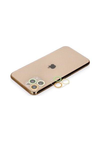 İphone 11 Pro Renkli Kamera Lens Koruma Cam - Sarı-turuncu
