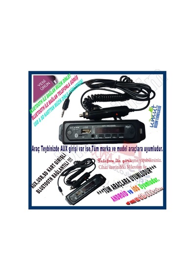 Oto Teyp Çevirici Aux Usb Sd Kart Bluetooth Dönüştürücü Kaliteli (516207041)