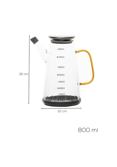 Porsima Yh009-d02 Metal Kapaklı Vakumlu Ölçekli Borosilikat Cam Yağdanlık - Sızdırmaz Yağlık Sirkelik 800ml Diğer