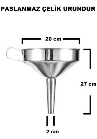 Paslanmaz Çelik Mazot Hunisi Metal Yağ Hunisi Metal Reçel Hunisi 10 Cm N11.2