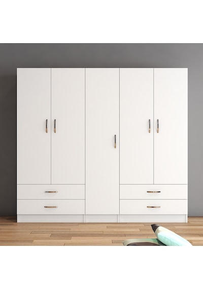 tanmob 5 Kapılı Dört Çekmeceli Geniş Gardrop Beyaz- Grd0701 tanmob 5 Kapılı Dört Çekmeceli Geniş Gardrop Beyaz- Grd0701