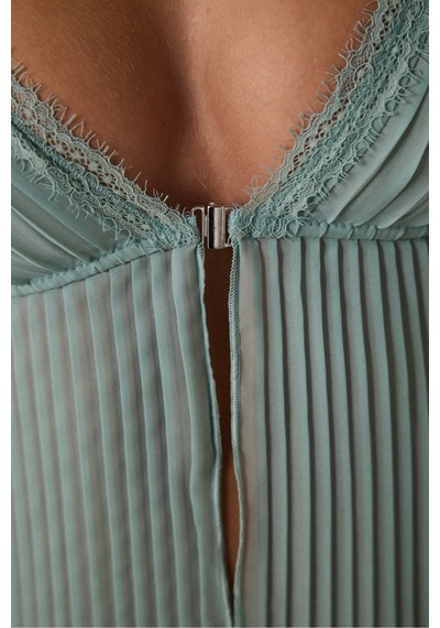 Penti Mint Çizgili Şifon Pliseli Balensiz Babydoll
