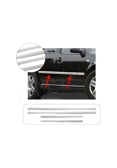 Volkswagen Bora Uyumlu 1998-2004 Krom Yan Kapı Çıtası 4 Parça Paslanmaz Çelik