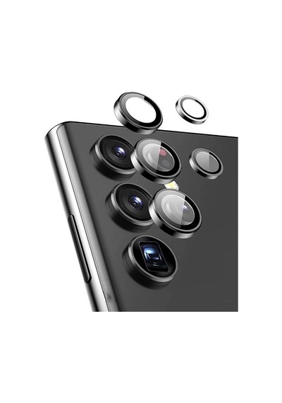 Samsung Uyumlu Galaxy S22 Ultra Mercek-Lens Kamera Koruyucu Siyah