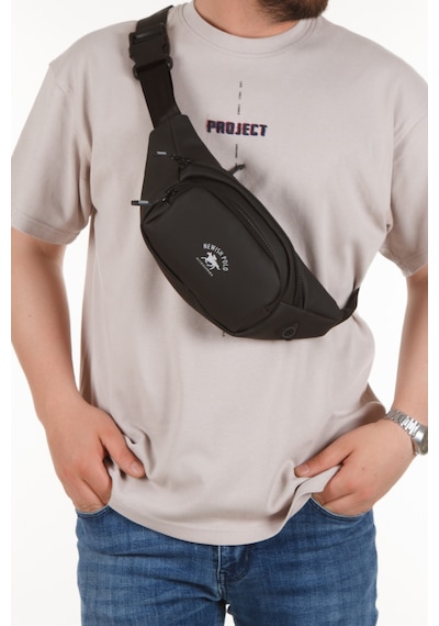 Newish Polo Unisex Siyah Suya Dayanıklı Suni Deri Usb Ve Kulaklık Girişli Bel Ve Çapraz Omuz Çanta Freebag Siyah