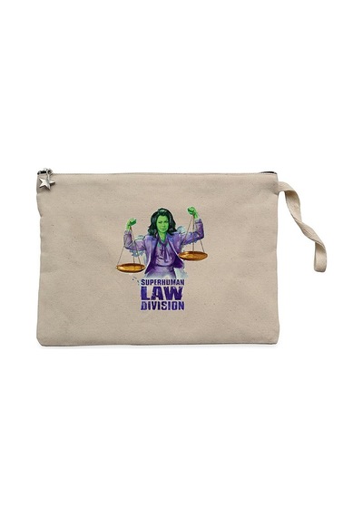 She Hulk SuperHuman Law Division Krem Clutch Cüzdan / El Çantası Krem