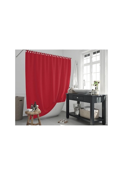 Tropik Home Banyo Perdesi - Tek Kanat Duş Perdesi, Polyester Kumaş Duşakabin Perdesi 180x200 Cm Küvet Perdesi Kırm Diğer
