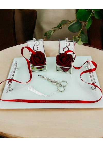 Harmonize Gümüş Nişan Tepsisi Mavi Mavi