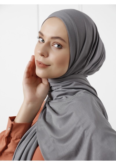 Şaless Likralı Penye Şal - Füme