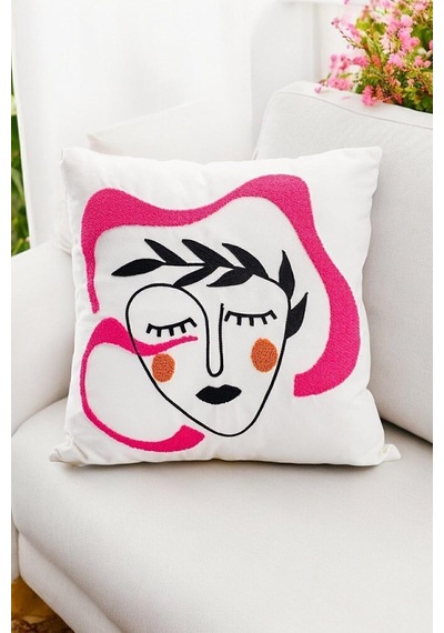 Asdiva Bohem 45x45 Özel Tasarım Punch Panç Süzene Desen Dekoratif Kırlent Kılıfı Modern Beyaz 50 Diğer