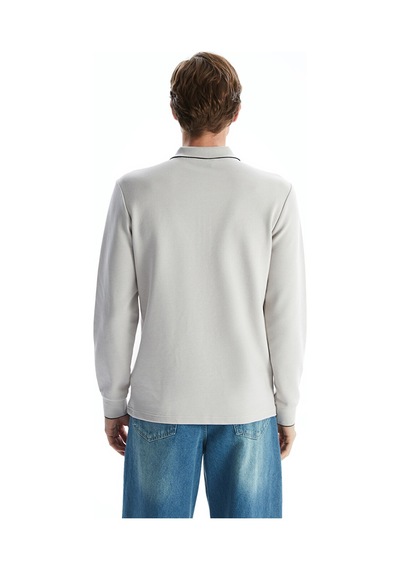 Lcwaıkıkı Classic Gri Polo Yaka Uzun Kollu Erkek Sweatshirt