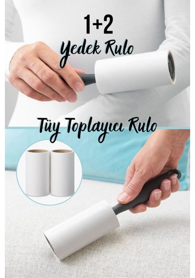 Tüy Toplayıcı Rulo 50 Yaprak Yapışkanlı + 2+1 Yedek Rulo Kedi - Köpek Tüy Toplayıcı