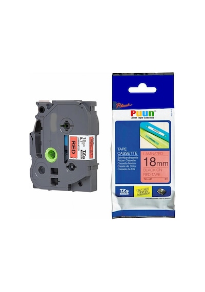 Puun Brother P-Touch TZE-441 18MM x 8m Kırmızı Üzerine Siyah Muad