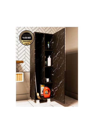 Elox Banyo Dolabı Raflı Farklı Tasarım Siyah