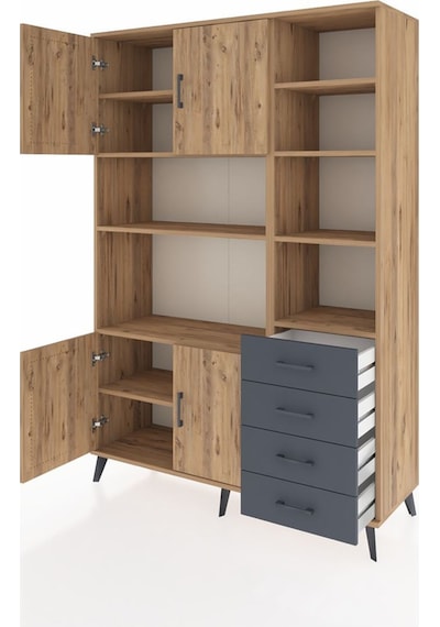 Hyperion Dolap 9 Raflı 4 Çekmeceli 4 Kapaklı 132x44x195 Çam-çam/antrasit Atlas Çam/antrasıt Hyperion Dolap 9 Raflı 4 Çekmeceli 4 Kapaklı 132x44x195 Çam-çam/antrasit Atlas Çam/antrasıt
