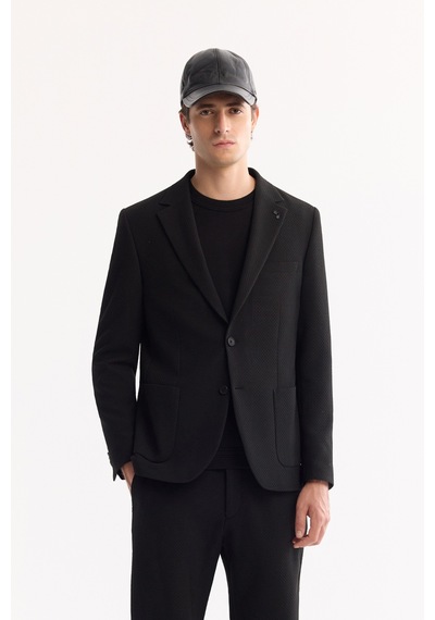 Avva Erkek Siyah Mono Yaka Bi-stretch Hafif Dokulu Blazer Comfort Slim Fit Ceket A52y4013 Avva Erkek Siyah Mono Yaka Bi-stretch Hafif Dokulu Blazer Comfort Slim Fit Ceket A52y4013