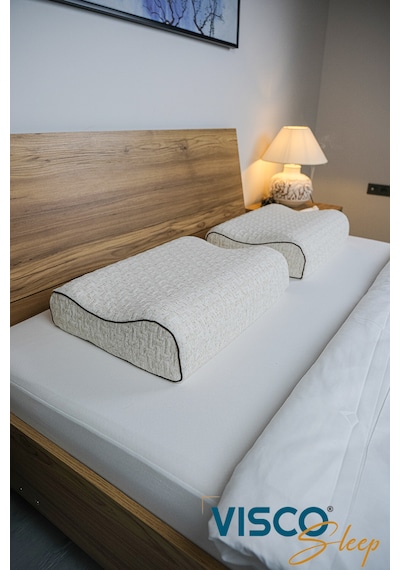 Visco Yastık Ortopedik Yastık Boyun Destekli 60x40x14-12 Cm