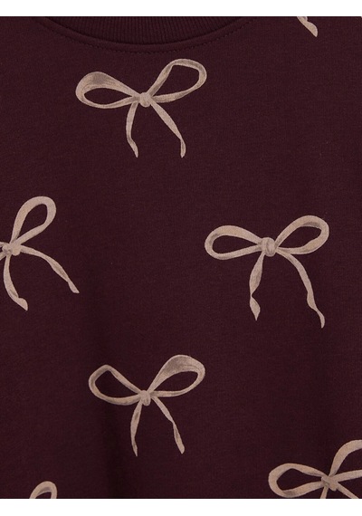 LC Waikiki Lcw Kids Bordo Baskılı Kız Çocuk Kalın Sweatshirt 2'li Lıght Bordeaux P