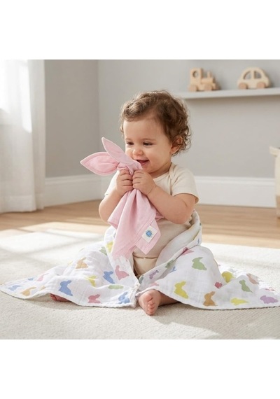 Lexroo % 100 Pamuk Müslin Bebek Örtüsü - Rainbow Lapin 70x70 Cm Muslın-ral-007070 Çok Renkli