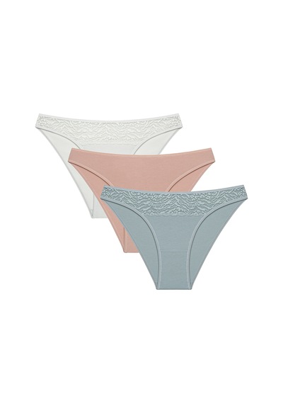 Penti Leaf Tones Lacy Detailed 3lü Çok Renkli Slip Külot Çok Renkli