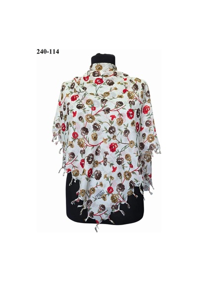Dolce Cotton Desenli Sökme Boncuklu Eşarp 240-114 Çok Renkli