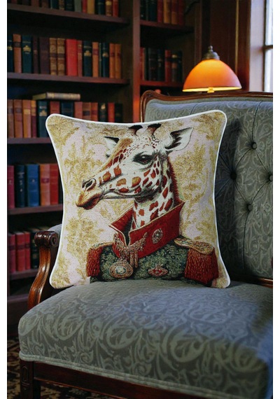 Kırlent Kılıfı Goblen Dokuma Kumaş - 45x45cm Çift Taraflı Biyeli Dekoratif Kırlent Kılıfı - Vs-346 Çok Renkli
