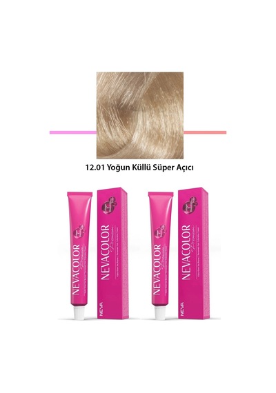 Hubrendy Tedarik 2 Li Set Premium 12.01 Yoğun Küllü Süper Açıcı - Kalıcı Krem Saç Boyası 2 X 50 G Tü