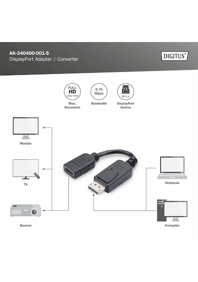 Dıgıtus Dp-hdmı Görüntü Adaptörü 0,15m Ak-340400-001-s -216570