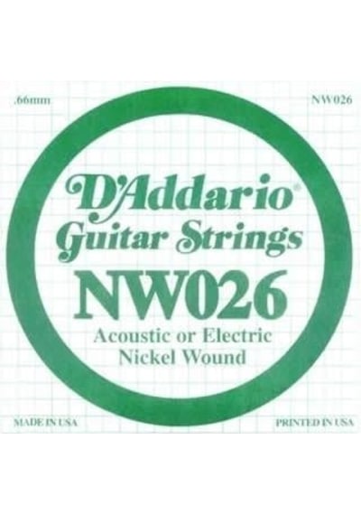 Daddario Nw026 Elektro Ve Akustik Tek Tel Nickel Wound, Re , .026
