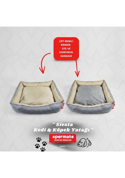 Xpermate Kedi Yatağı ve Köpek Yatağı 80 x 100 x 28 CM Fermuarlı Evcil Hayvan Yatağı Yuvi Siesta