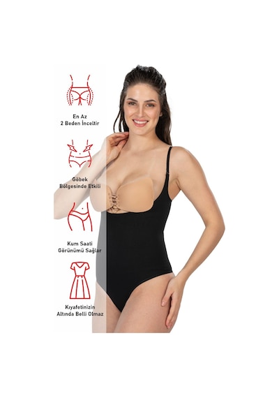 Siyah Mı Emay 2076 Göğüsü Açık String Body Korse Siyah