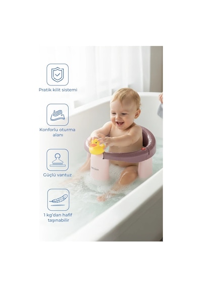 Babyjem - Önden Açılır Banyo & Mama Oturağı Mürdüm