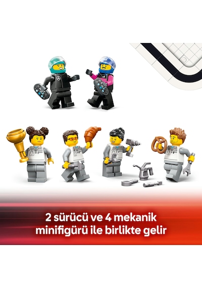 LEGO® City F1® Garajı ve Mercedes-AMG ve Alpine Arabaları 60444 -7 Yaş ve Üzeri Çocuklar için Yarış Arabası İçeren Oyuncak Yapım Seti(678P)