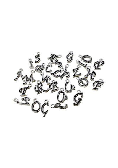 Rodyum Kaplama B-105 Kromix Çelik Erkek Bilelik Siyah Zirkon Taşlı Harfli 5 Mm Kalınlık Gümüş