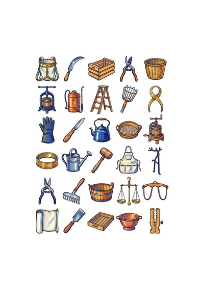 30 Adet Vintage Narenciye Hasat Aletleri Sticker Seti - Laptop Defter Su Matarası İçin Çok Renkli