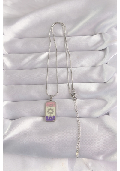 316l Çelik Gümüş Renk Karışık Mineli Ay Figür Tarot Kolye - Tj-bko9044