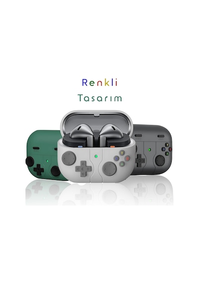 Retro-gamepad Samsung Galaxy Buds 3-pro-3 Fe İçin Kulaklık Kılıfı Darbe Emici Köşe Korumalı Buds 3 Pro Koruyucu Yumuşak Tpu Oyun Konsolu Görünümlü Buds 3 Pro Kılıfı Koyu Gri