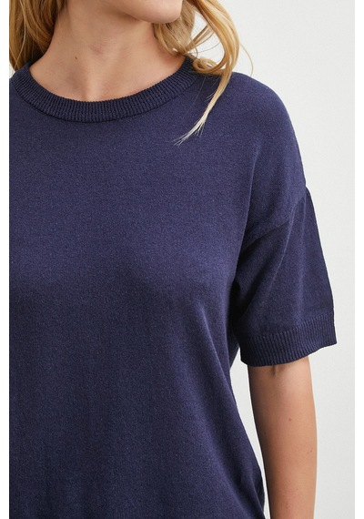Never More Bisiklet Yaka Triko T-shirt Lacivert