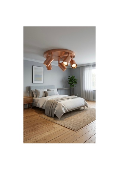 Gu10 Beşli 5 Li Hareketli Led Spot Tavan Avize Mat Bakır Kaplama Os Ram Led Ampul Modern Spot Avize Siyah